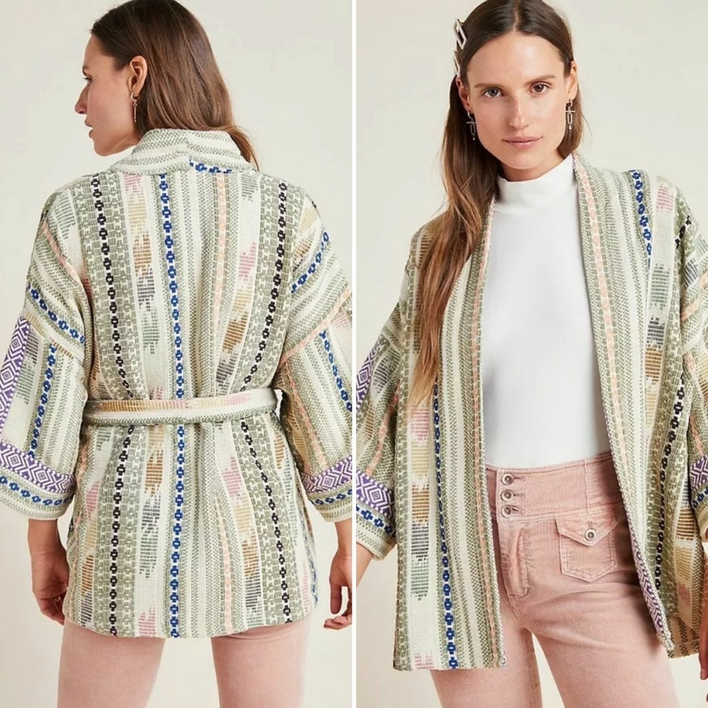NWT Anthropologie Anderson & Lauth Mattia Woven Belted Kimono, $148